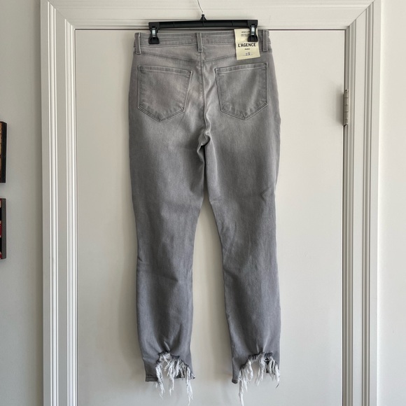 L’AGENCE High Line Skinny High Rise Jeans -Stone Grey Destruct Size 28-BRAND NEW - Picture 7 of 8